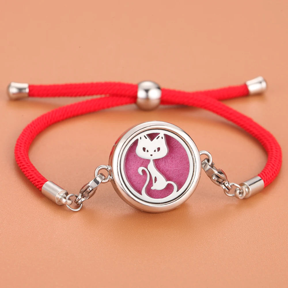 Retro Aromatherapy Essential Oil Diffuser Bracelet Foot Chain Red String Braided Rope Diffuser Locket Bracelet Aroma Bracelets