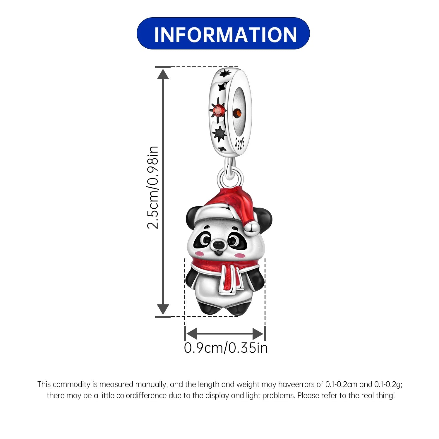PANPOKI 925 Sterling Silver Christmas Panda Festival Beads Original Pendants Bracelet Charm Jewelry Party DIY Trendy Gifts