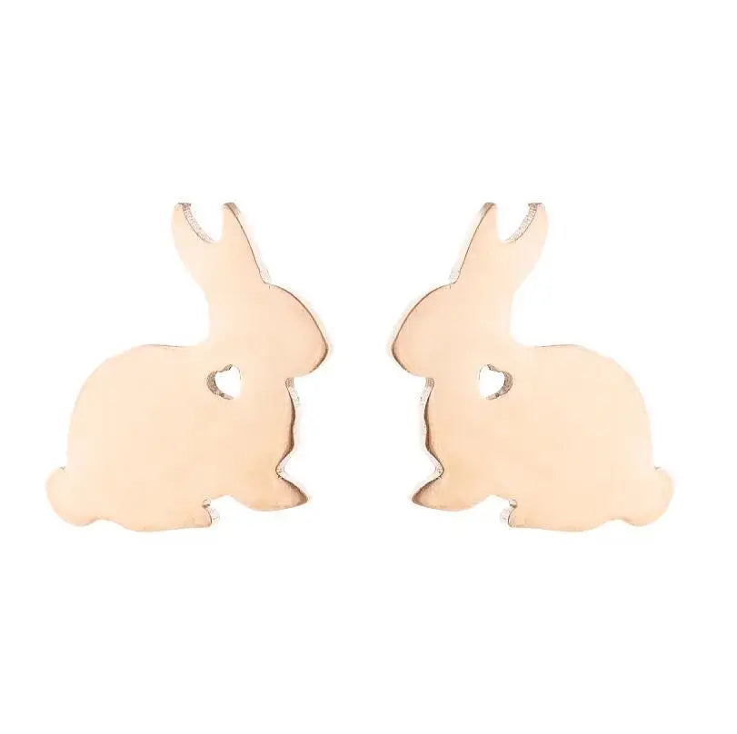 HIPPOP Street Rock Stud Earring Piercings Fashion Stainless Steel Cute Animal Rabbit Earstuds Earrings for Men and Women Gift
