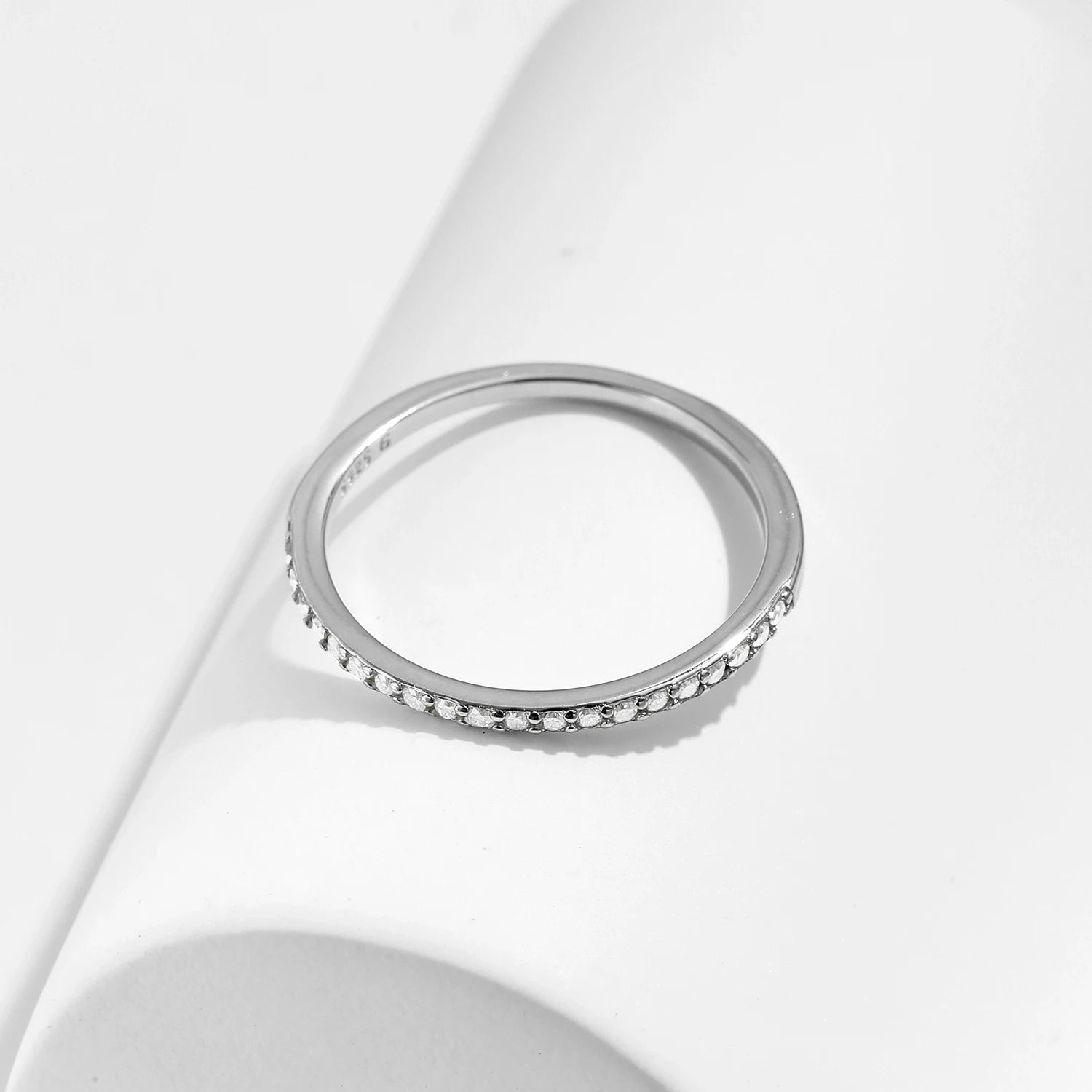 MODIAN Simple Eternity Moissanite Ring 925 Sterling Silver Sparkling Simple Thin Wedding Band Rings For Women Fine Jewelry - Madeinsea©