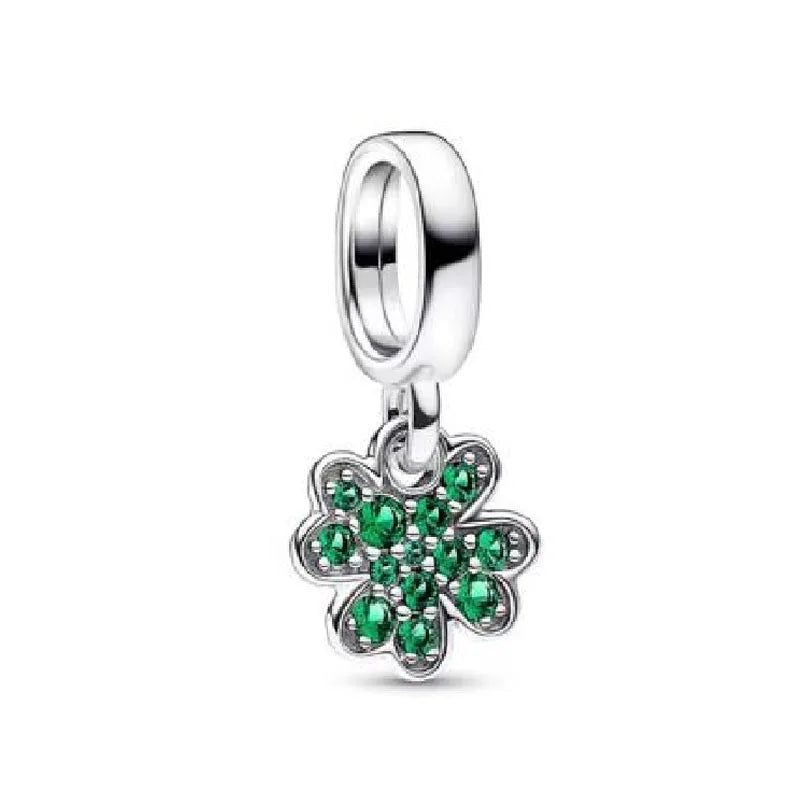 Hot New Summer green series Silver Clover Bead Maple Bird Charm Fit Original Women Bracelet DIY Fine Dangle Jewelry Amulet Gift