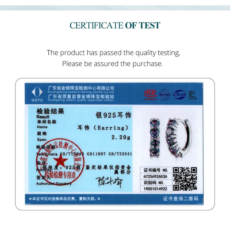 BAMOER 925 Sterling Silver Rainbow Hoop Earring Iridescent Purple Full Zircons Ear Cuff for Women Dazzling Birthday Jewelry Gift