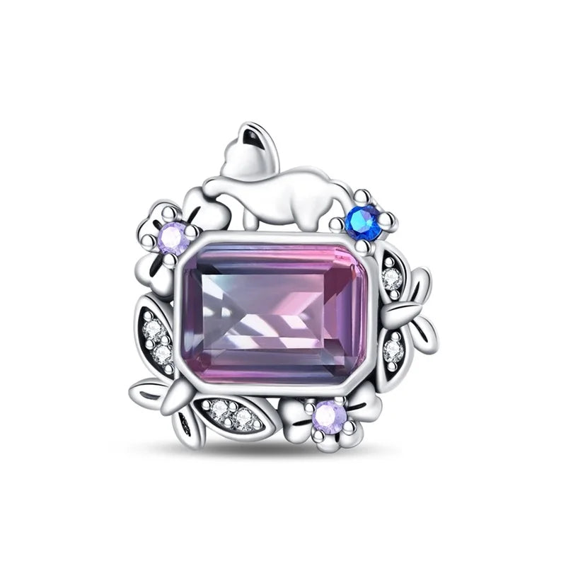 New 925 Silver Magic Zircon Butterfly Princess Angel Cat Pink Charms Beads Fit 3mm 925 Original Bracelet DIY Party Jewelry