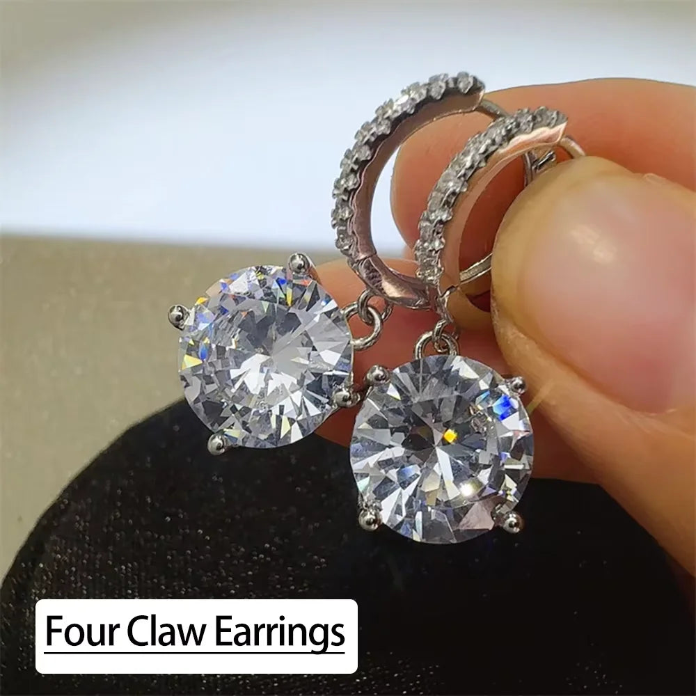 Serenity 10ct D Color Moissanite Drop Earrings for Women Wedding Bridal 100% 925 Sterling Silver Pendant Earrings Plated 18K GRA - Madeinsea©
