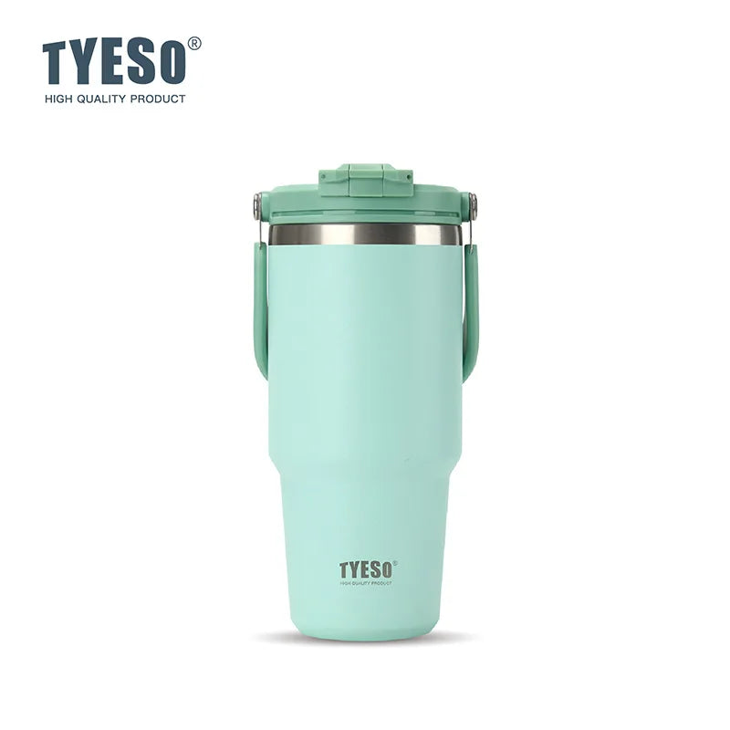 Tyeso 600ML Water Bottle Stainless Steel Vacuum Coffee Thermos with Handle Portable Vacuum Mug Thermos Insulated Car Cup Milk