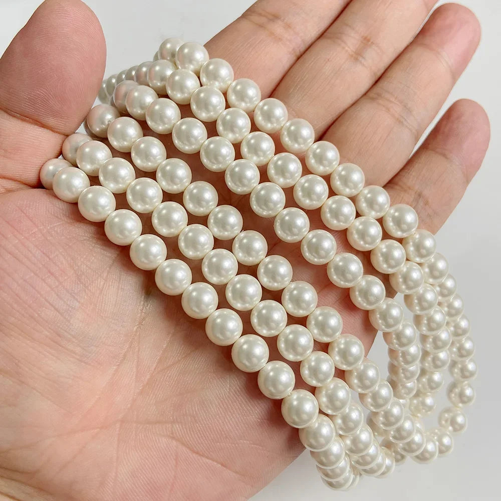 Colorful Round Shell Pearl Beads 6 8 10mm Imitation Pearls Loose Spacer Bead For Jewelry Making Bracelet Necklace Earrings DIY
