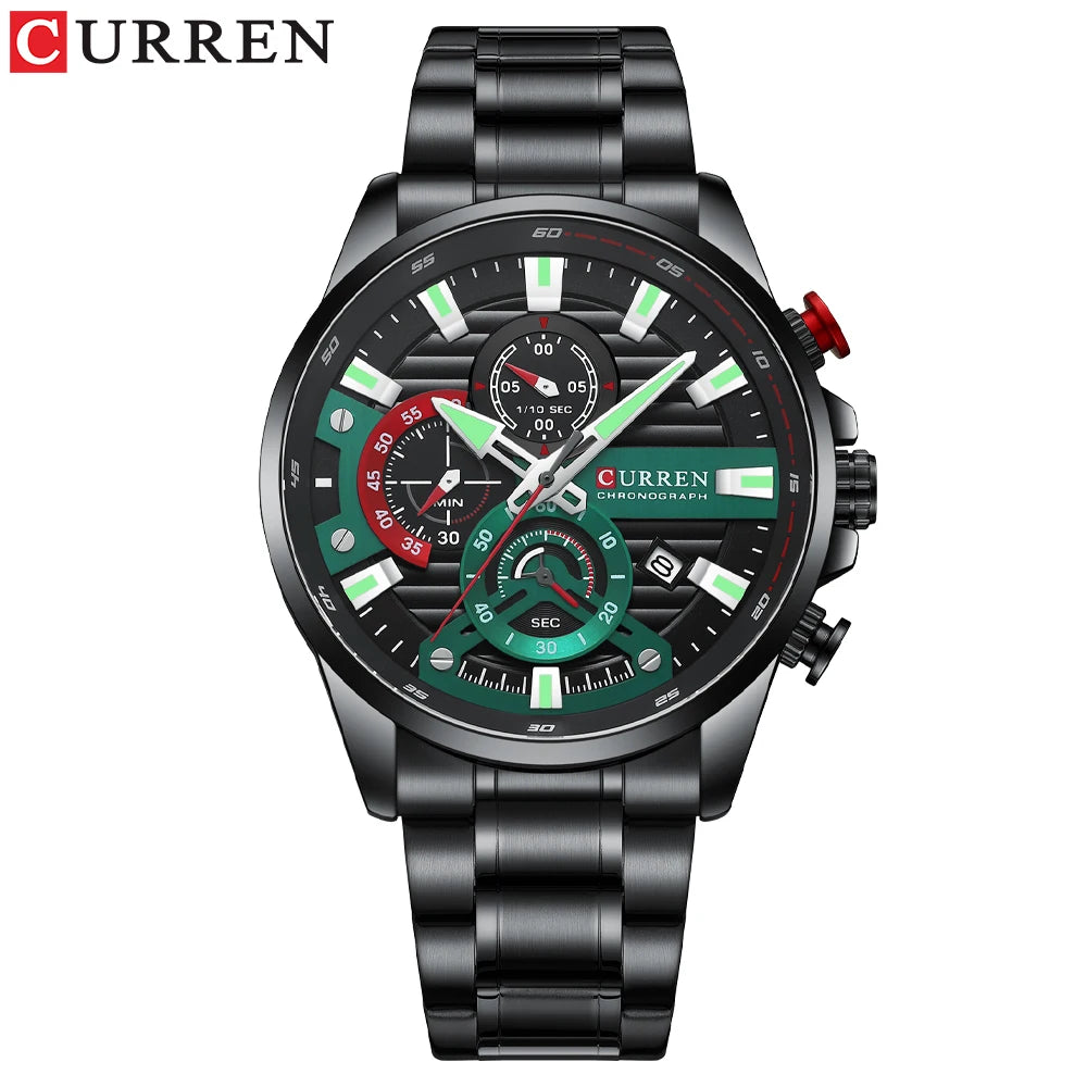 CURREN Sports Casual Quartz Wristwatches with Chronograph Fashion Stainless Steel Men's Watch Auto Date Clock Male - Madeinsea©