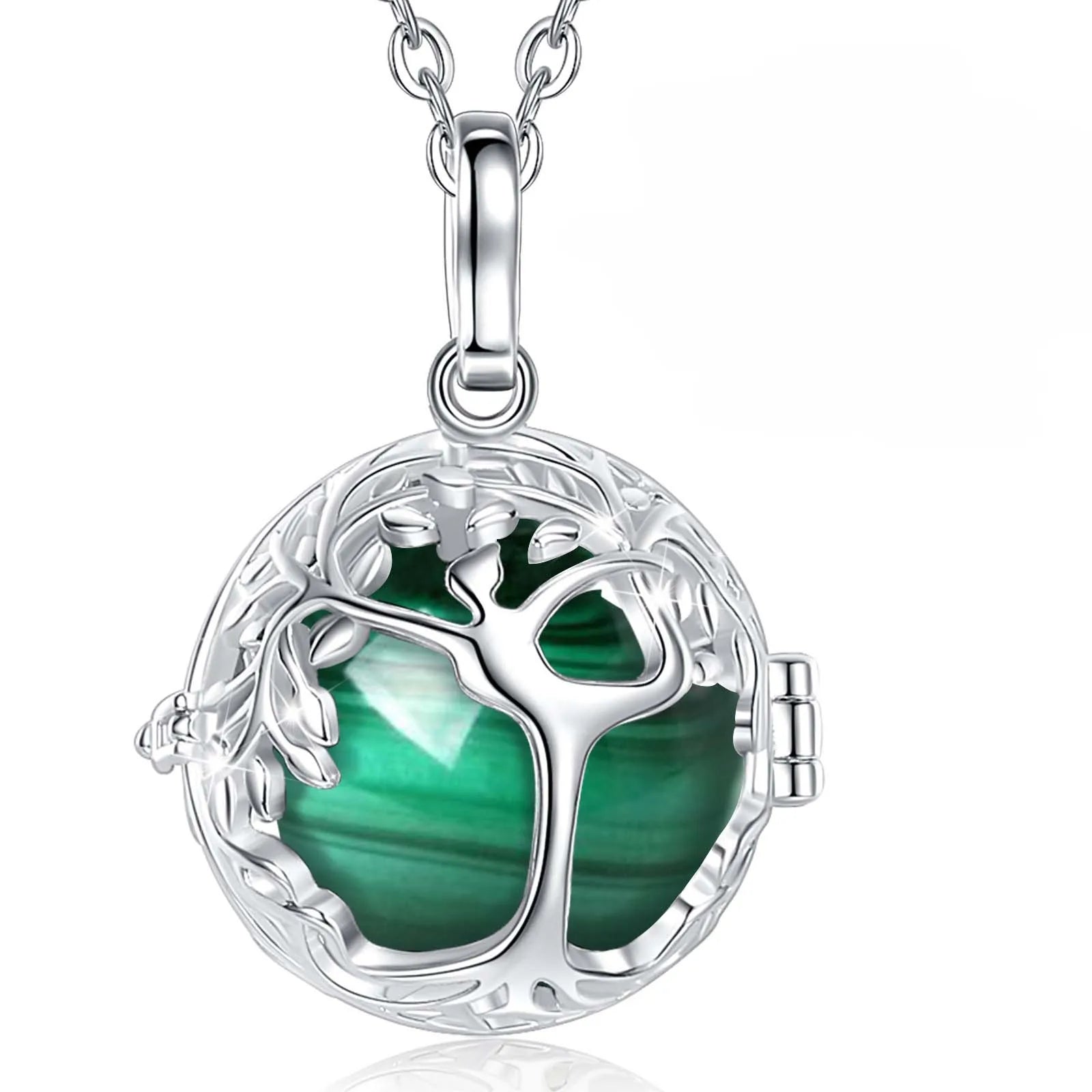 Eudora Tree of Life Cage Necklace Obsidian Energy Healing Crystal Stone Amethyst Lapis Pendant Spiritual Jewelry Meditation Gift