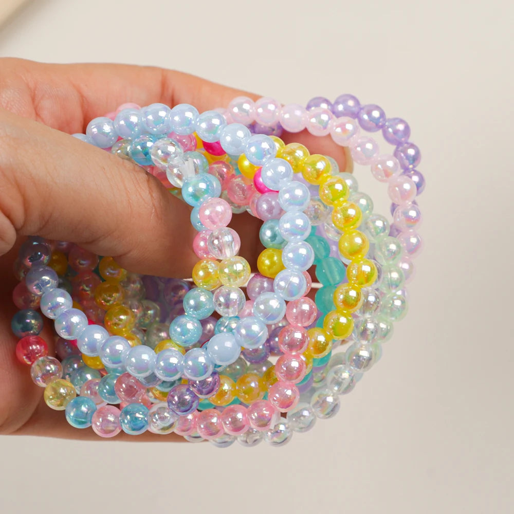 15pcs Candy Color Beads Bracelet for Kids Girl Birthday Party Favors Baby Shower Guest Jewelry Gift School Prizes Treat Bag