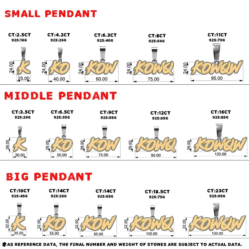 High Quality Styles Letter Pendant Silver 925 Moissanite Iced Out Custom Name Necklace For Men Hip Hop Jewelry Gifts