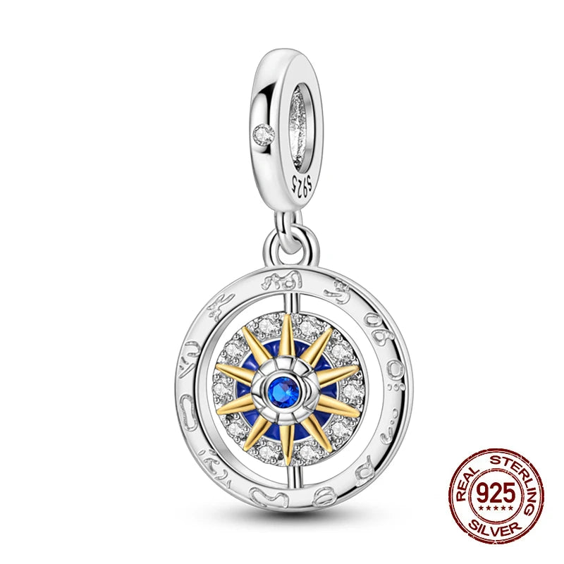 New 925 Sterling Silver Sun Sunflower Solar System Charms Beads Fit 3mm 925 Original Bracelet Fine DIY Jewelry Birthday Gift