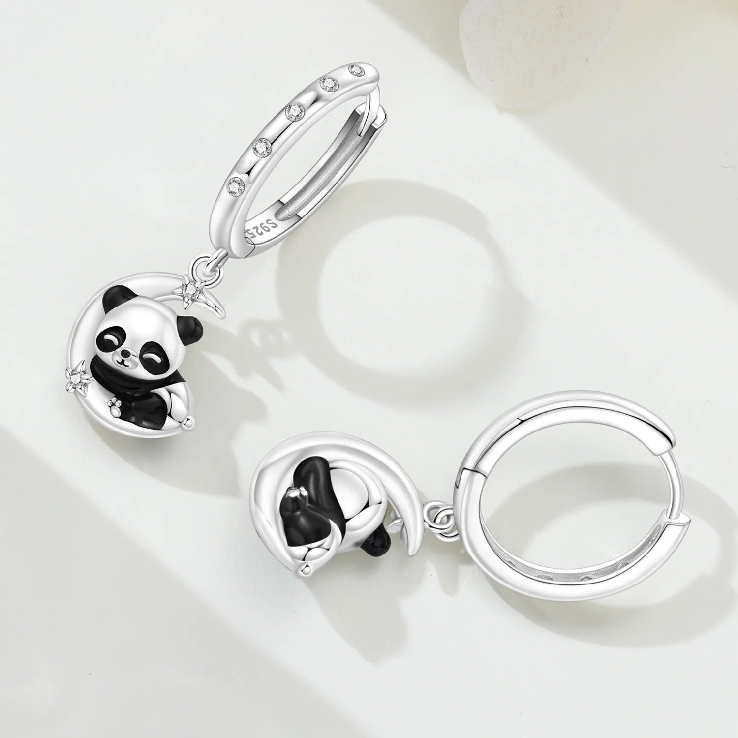 PANPOKI 925 Sterling Silver Sleeping Panda Animal Drop Earrings Women Earrings Charm Fashion Versatile Party Jewelry Gifts