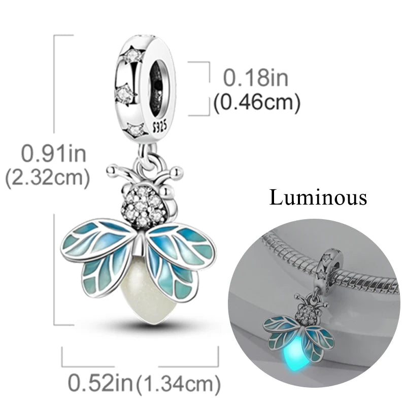 2024 neue 925 Sterling Silber Charms Glühwürmchen Sterne Glühende Leuchtende Charme Perlen für Original Anhänger Armbänder DIY Schmuck Geschenk