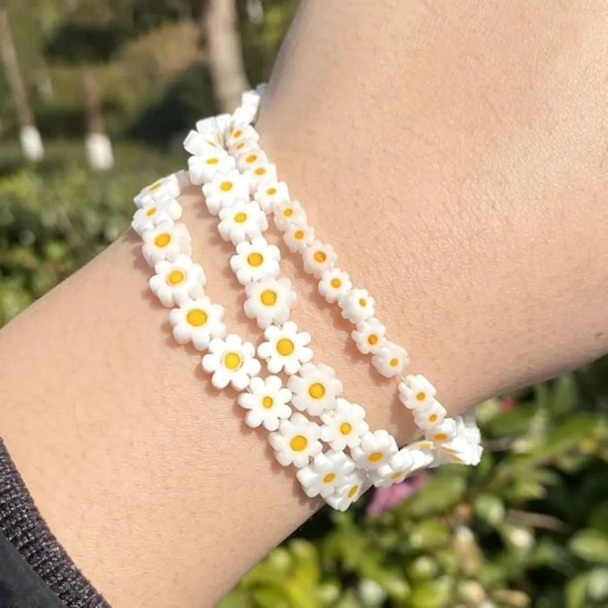 4-8mm Flower Lampwork Glass Flat Beads Daisy Spacer Loose Beads For Jewelry Making DIY Bracelet Crafts Handmade Accessories