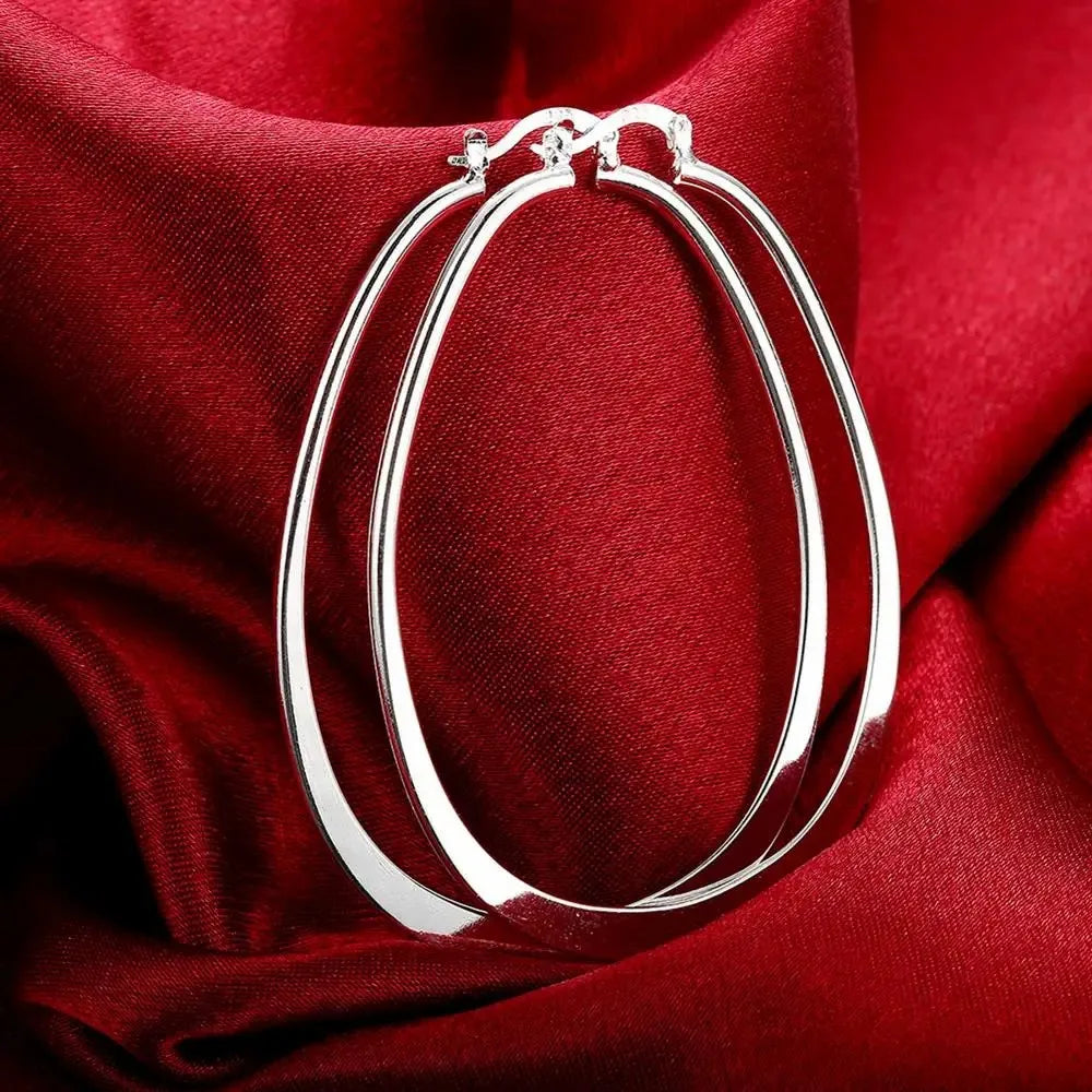 Top Quality 925 Sterling Silver Earrings Simple Round Circle Hoop Earrings For Woman Fashion Wedding Engagement Charm Jewelry - Madeinsea©