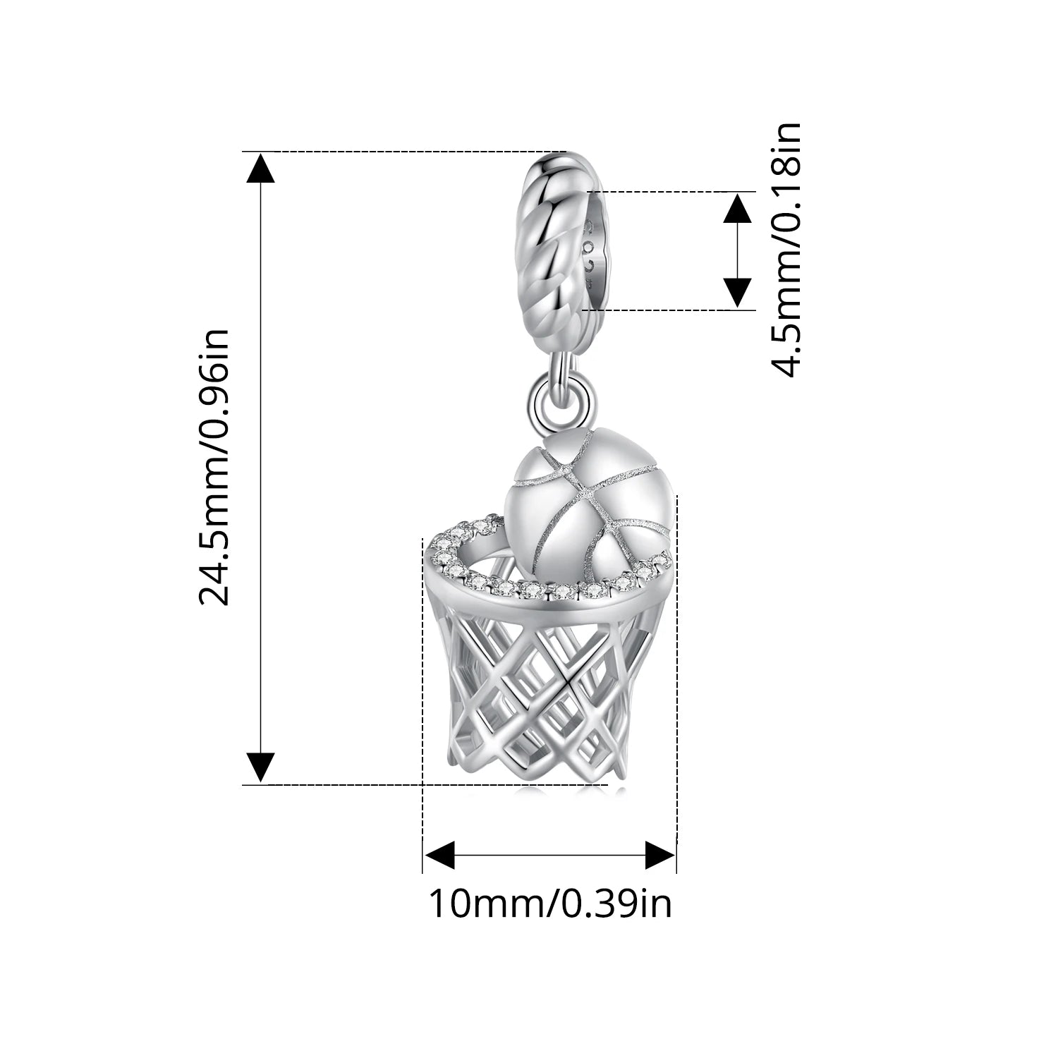 BISAER 925 Sterling Silver Kettlebell Volleyball Dumbbell Pendant Basketball Charm Bead For Women DIY Bracelet Fine Jewelry Gift