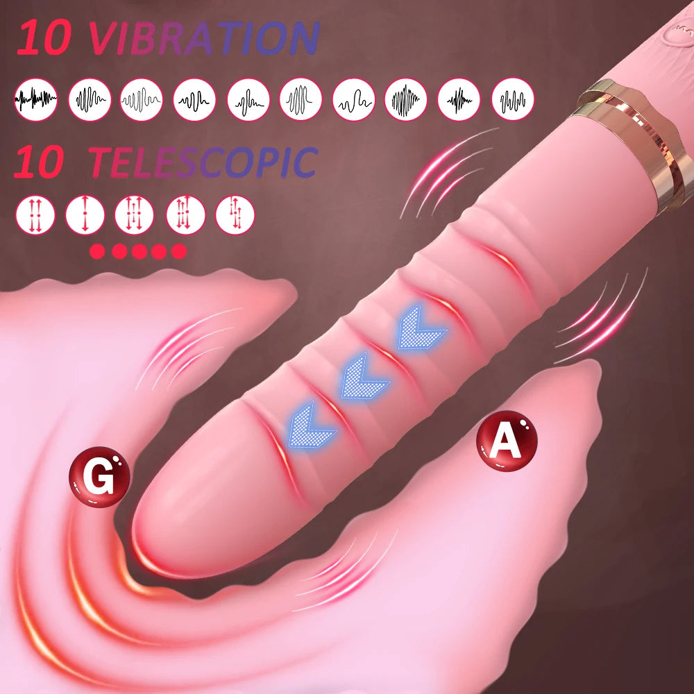 Dual motor Realistic Thrusting Dildo Vibrator With Heating,10 mode Sex Toys Vibrator Clitoral Stimulator For Anal Stimulation