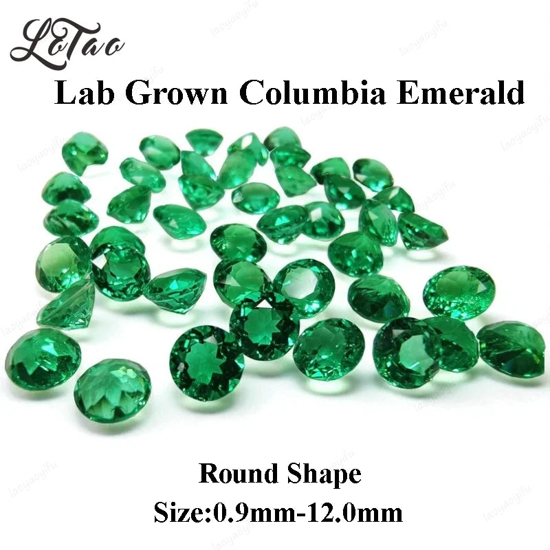Lab Grown Columbia Emerald Hand-cut Multiple Size Charms Gemstone Round Shape for Jewelry Rings Earrings Making Selectable AGL