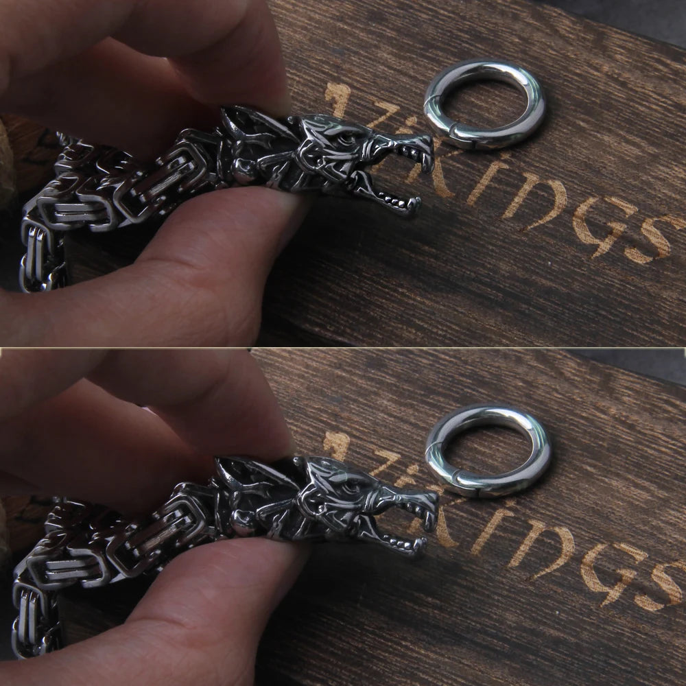 Keltischer Wolf / Wikinger Vegvisir Amulett Hammer Anhänger Halskette