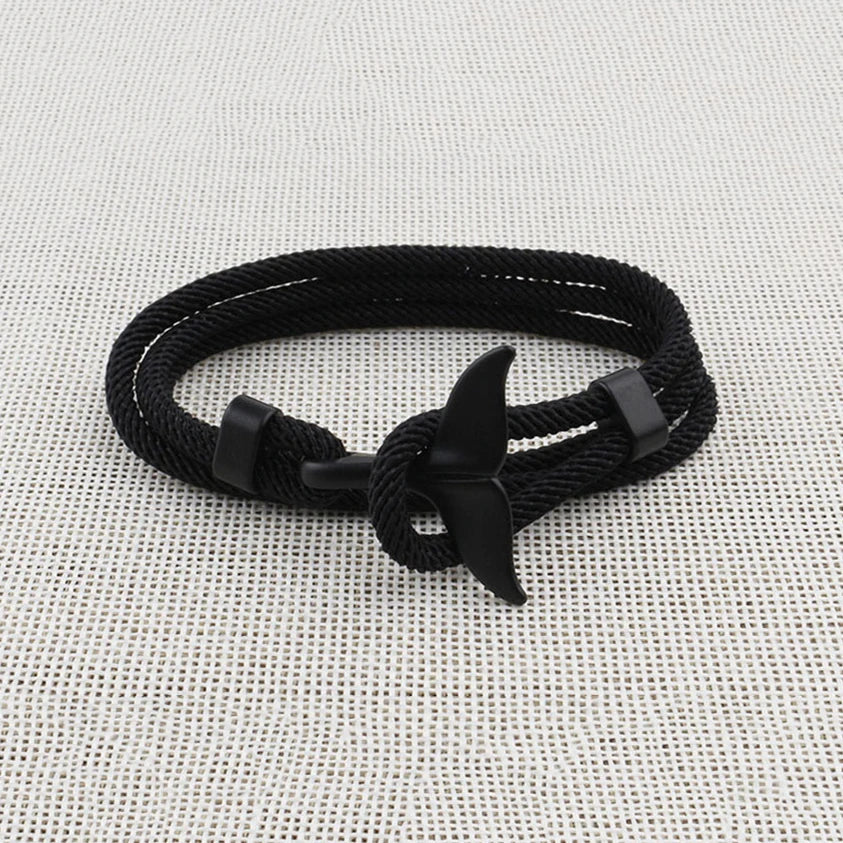 Male Multilayer 4mm Milan Rope Viking Bracelet Charm Whale Tail Bracelets For Men Wristband Trendy Ocean Animal Fishtail Jewelry