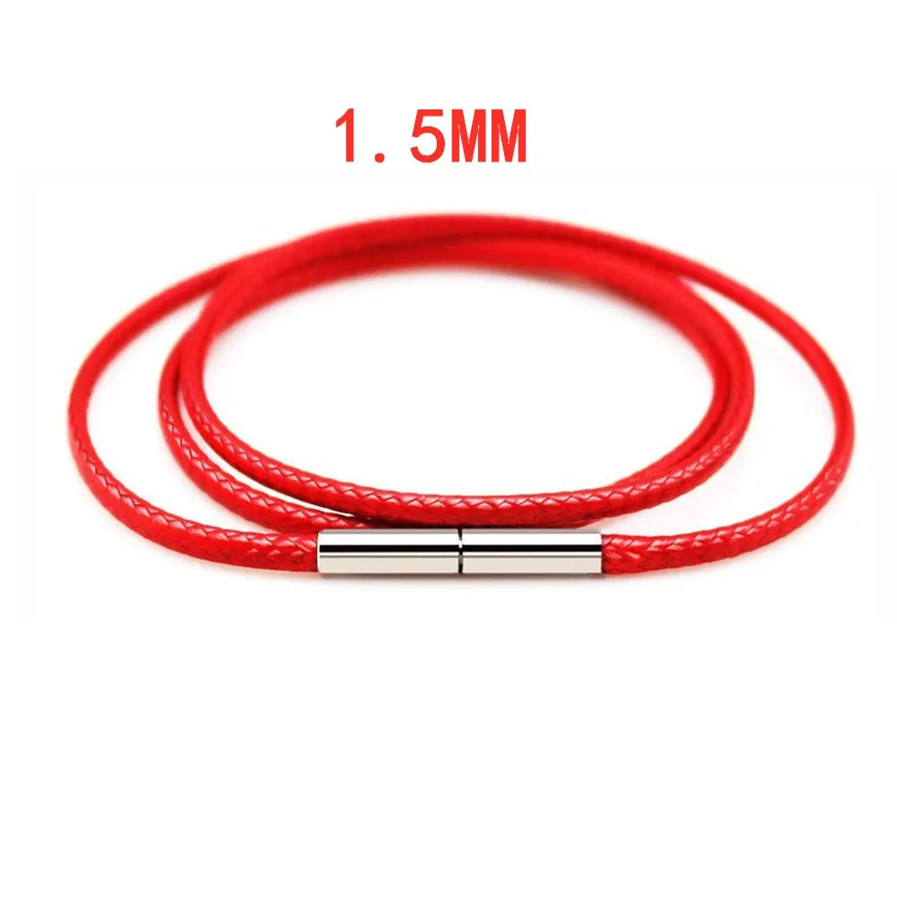 MKENDN Black Leather Chain Necklace for Diy Women Men Handmade Braid Rope Long Necklace 40/50/60/70CM Neck Pendant Chain Jewelry