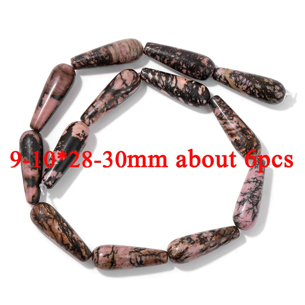 Wholesale Natural Pink Black Rhodonite Stone Beads Round Oval Rondelle Loose Spacer Gem Bead For Jewelry Making DIY Accessories