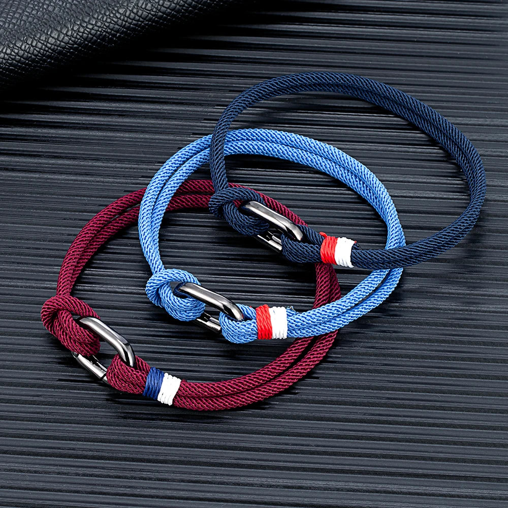 MKENDN Sport Style Handmade Braided 3mm Rope Bracelet Oval spring buckle Bracelet Couple Gift Leisure Accessories Homme Pulseria