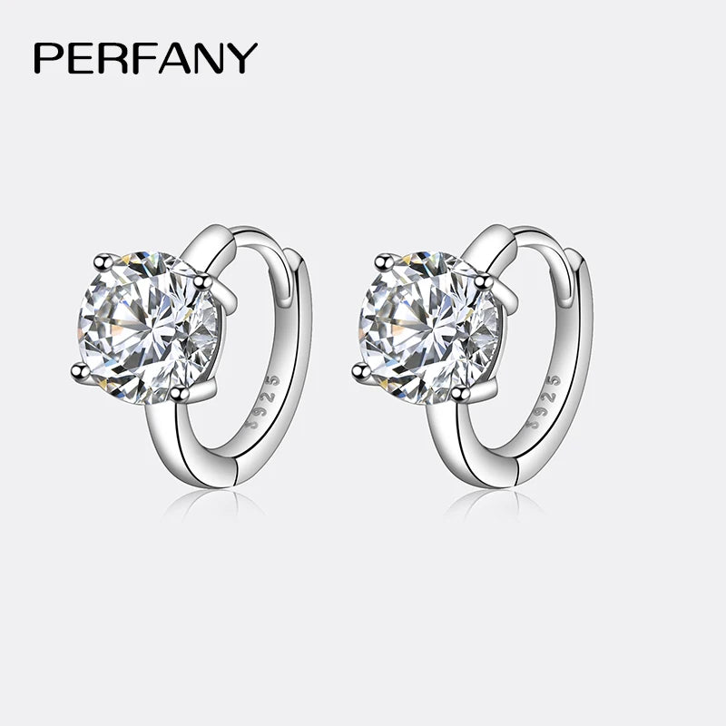 PERFANY 1CT Moissanite Earrings for Women S925 Pure Silver Simulated Diamond Simple Four Claw Earrings Fashion Wedding Jewelry - Madeinsea©