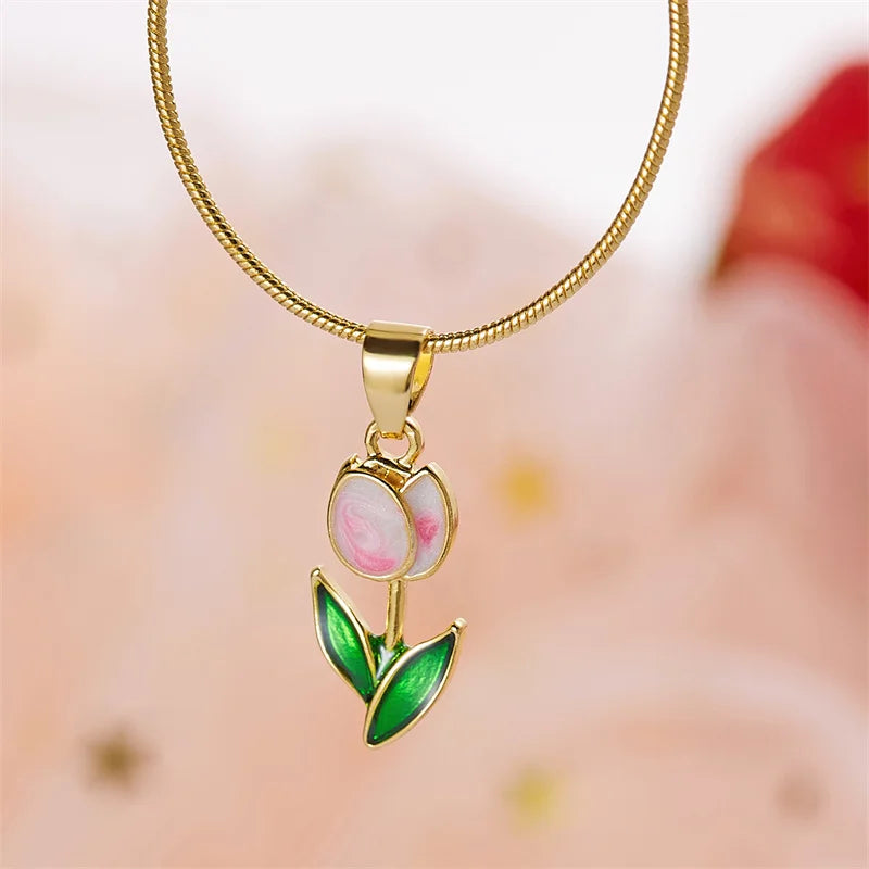 Fashion Cherry Blossoms Flower Necklace For Women Romantic Crystal Zircon Butterfly Flowers Pearl Shell Necklace Wedding Jewelry