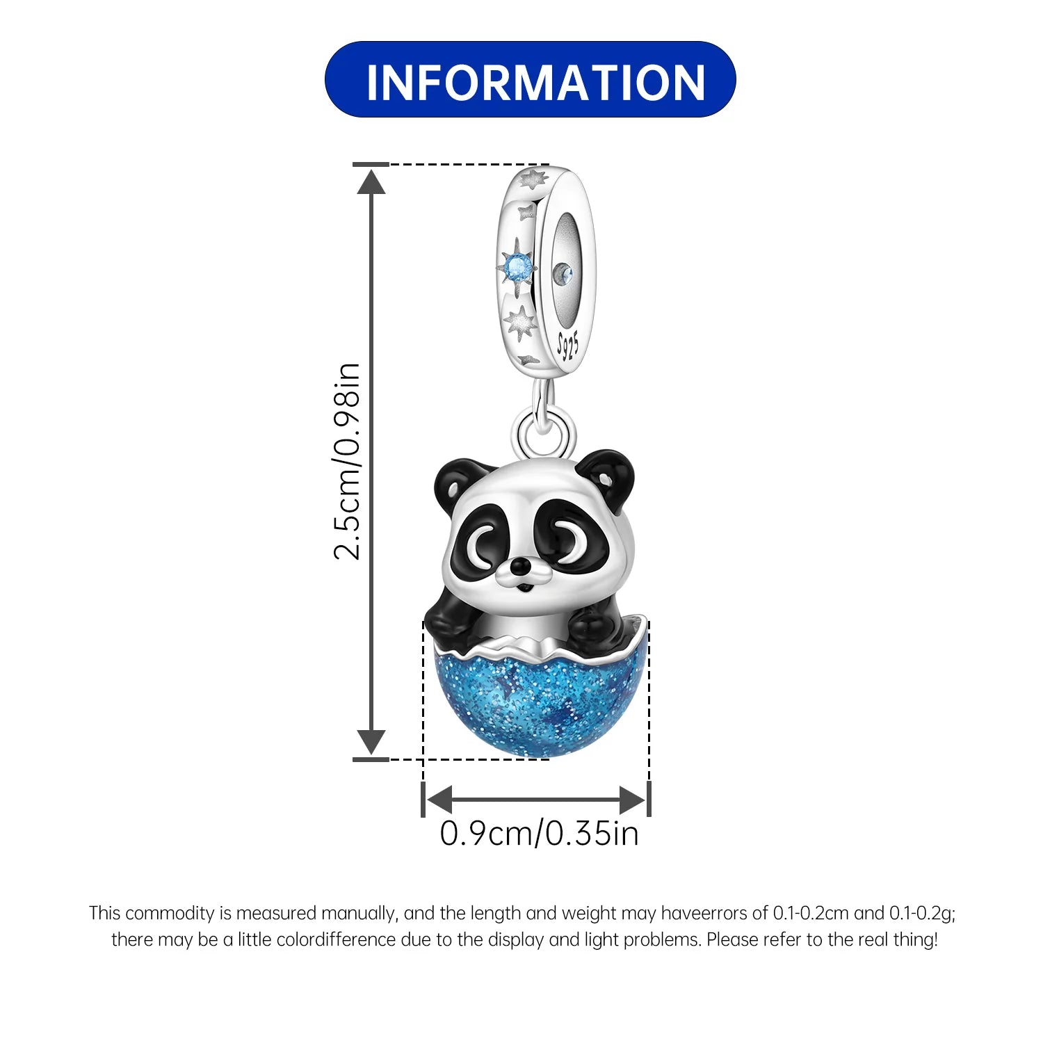 PANPOKI 925 Sterling Silver Eggshell Panda Animal Beads Original Pendants Bracelet Charm Jewelry Party DIY Trendy Gifts