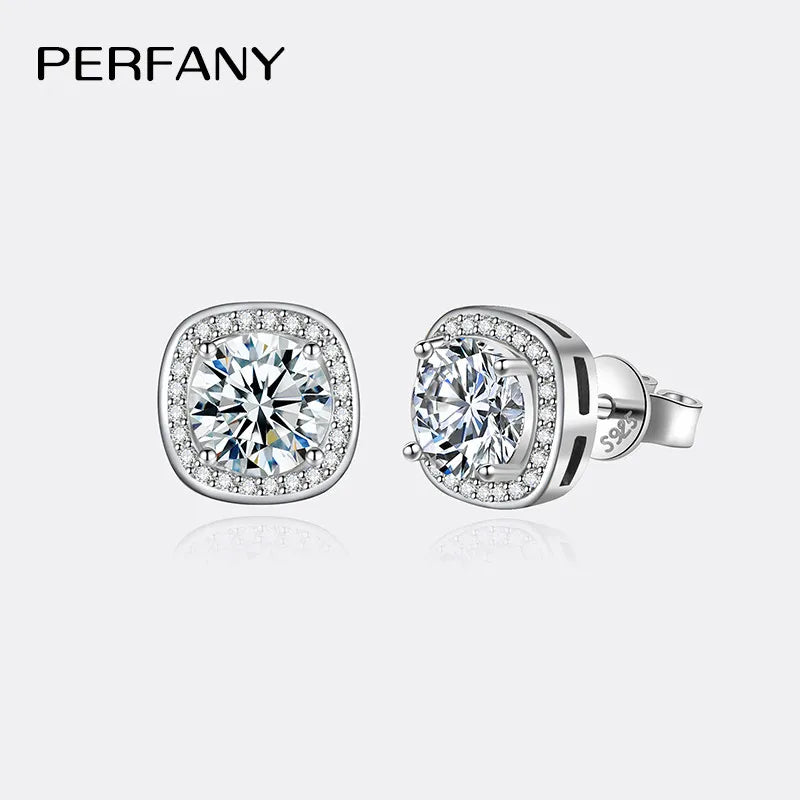 PERFANY 0.5-2CT Moissanite Earrings for Women S925 Pure Silver Square Earrings Laboratory Diamond Wedding Luxury Jewelry - Madeinsea©