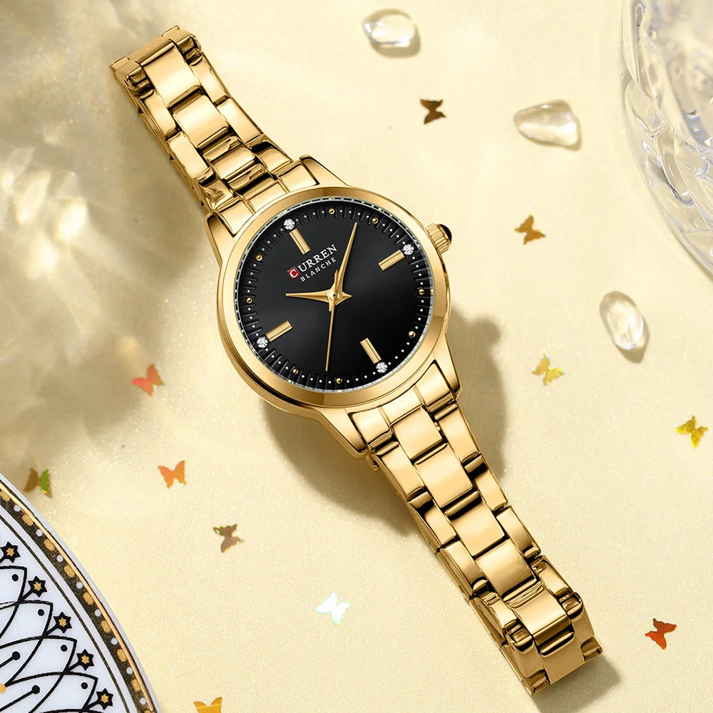 CURREN-Women's Simple Dial Wristwatch, Elegant and Charming Bracelet Quart Watches for Lady, Fashion Brand