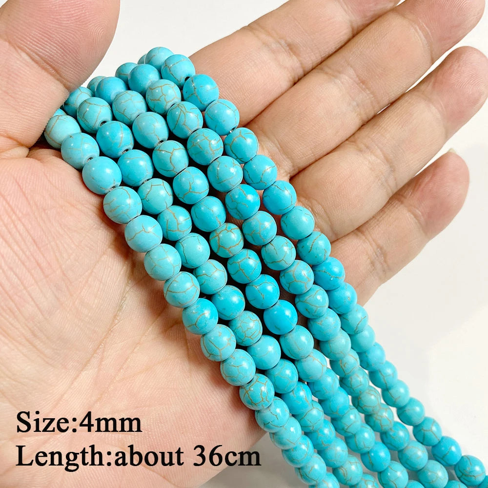 Wholesale Blue Turquoise Stone Beads Round Square Rondelle Irregular Loose Spacer Bead For Jewelry Making DIY Bracelet Necklace