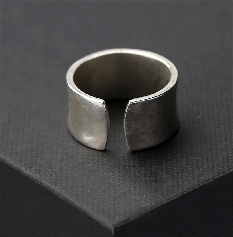 Personalized Ring 925 Silver Men Jewelry Adjustable Simple Ethnic Style  Men Index Finger Ring Trendy Letter Hand Ornament