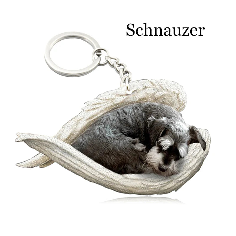100 Style Cut Dog Sleeping Angel Pendant Bag Keychain Car Keychain Keyring Animal Pet Jewelry Boyfriend Girls Gift Accessories