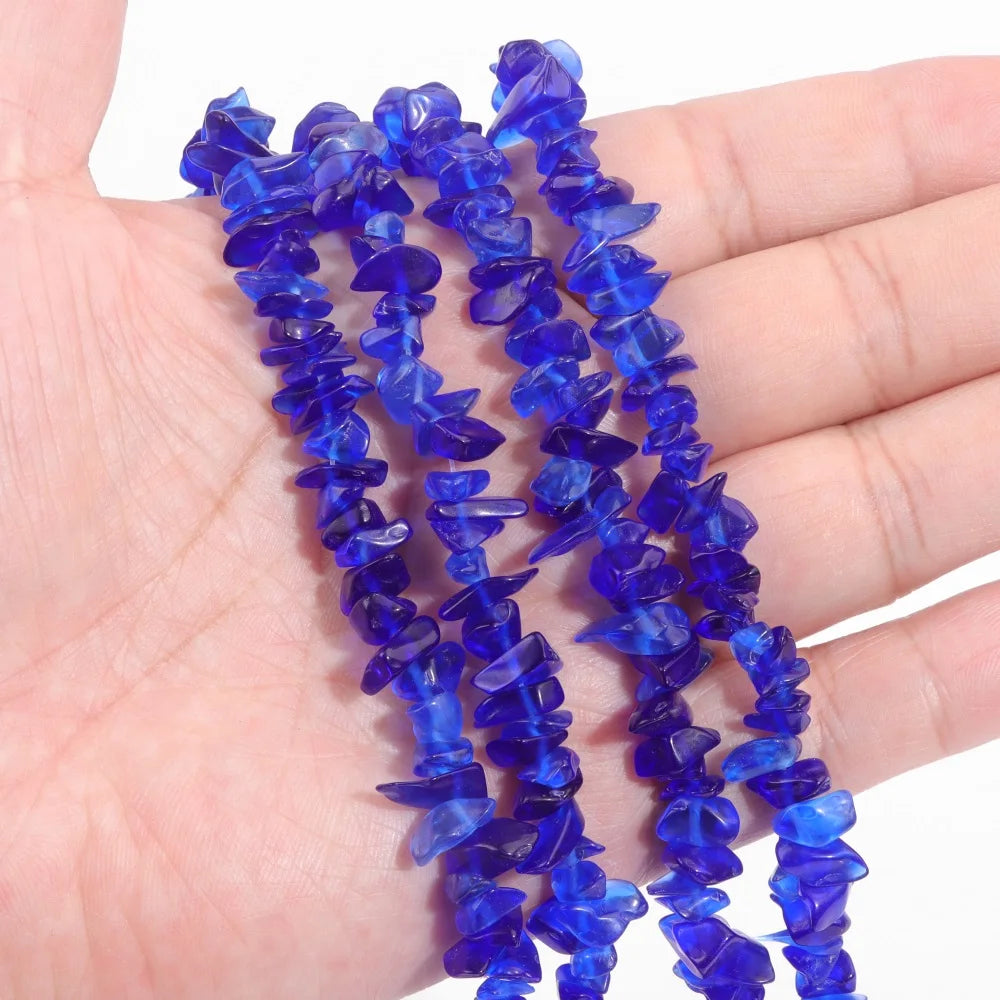 5-8MM Colorful Irregular Glass Beads Dyed Transparent Crystal Chips Beads Fit DIY Women Jewelry Bracelet Necklace Earring