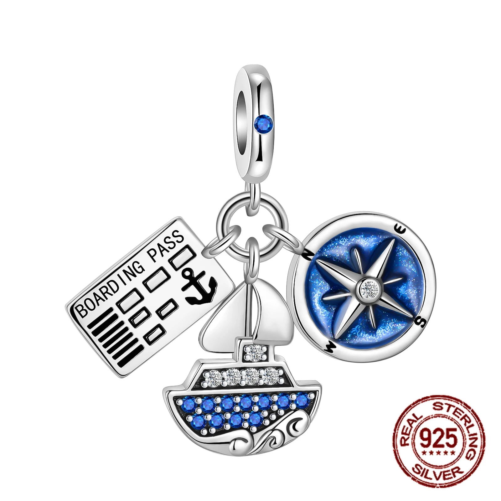 Breloque en argent sterling 925 représentant la lune, l'étoile, l'avion, l'espace, série bleue, compatible avec les bracelets Pandora originaux, bijoux à offrir