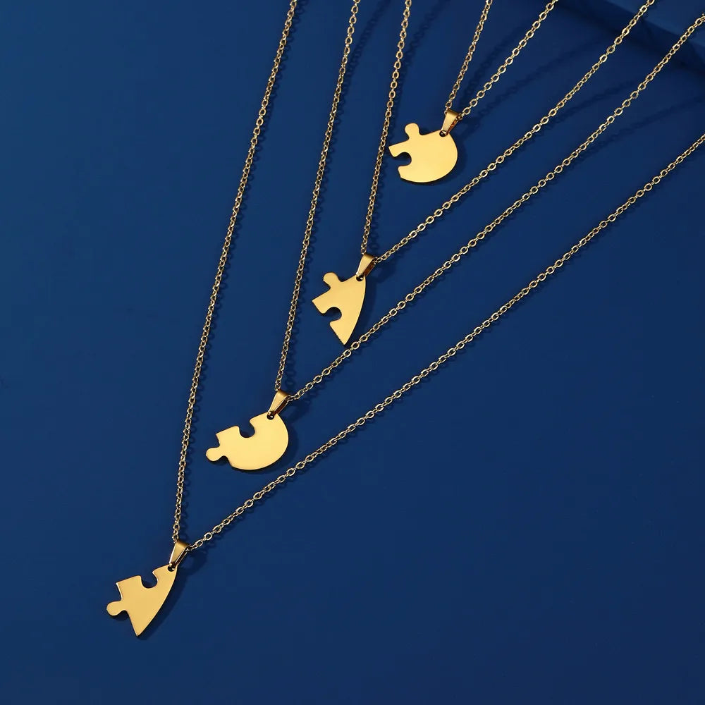 Stainless Steel Heart Pendant Necklace for Best Friend Multiple Heart Puzzle Necklaces Jewelry Gift for Family 2022 New