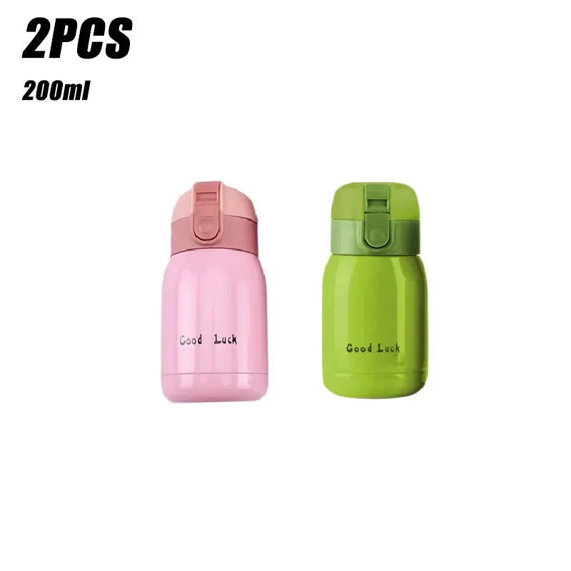 1/2PCS Goodluck Small Cute Mini Thermos Cup MINI Portable Creative Pot Belly Water Cup Pocket Cup with Hand Gift