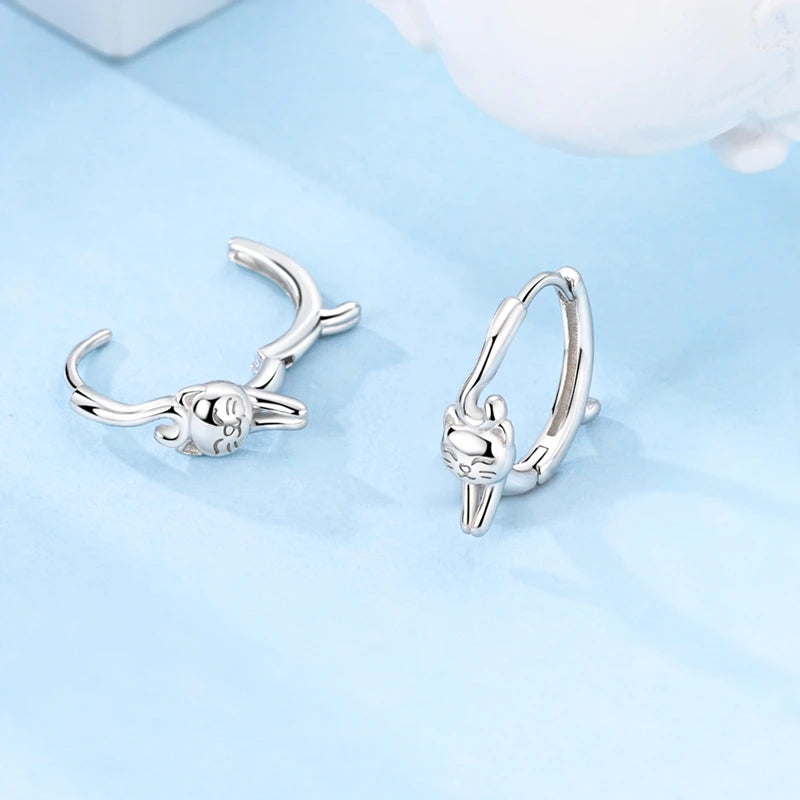 Simple Original 100% 925 Sterling Silver Sparkling Zircon Butterfly Liquid Metal Double Hoop Earrings For Women Wedding Jewelry