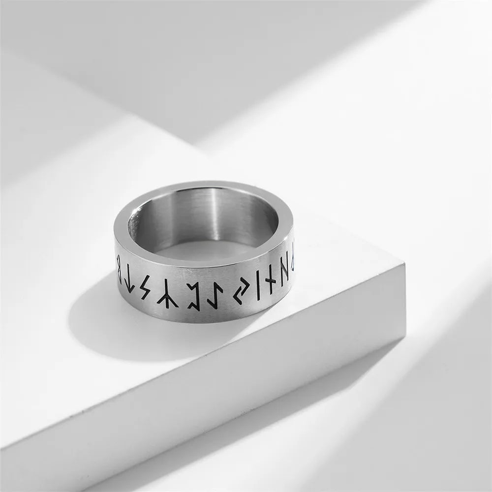 MKENDN Handmade Viking Ring For Men Stainless Steel Viking Amulet Pagan Gothic Nordic Jewelry