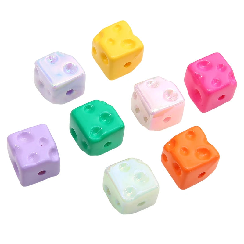 5pcs Cube Cheese Bead Acrylic Spacer Loose Beads For Jewelry Making diy Decorations Bracelet Phone Chain Keychain Accessories