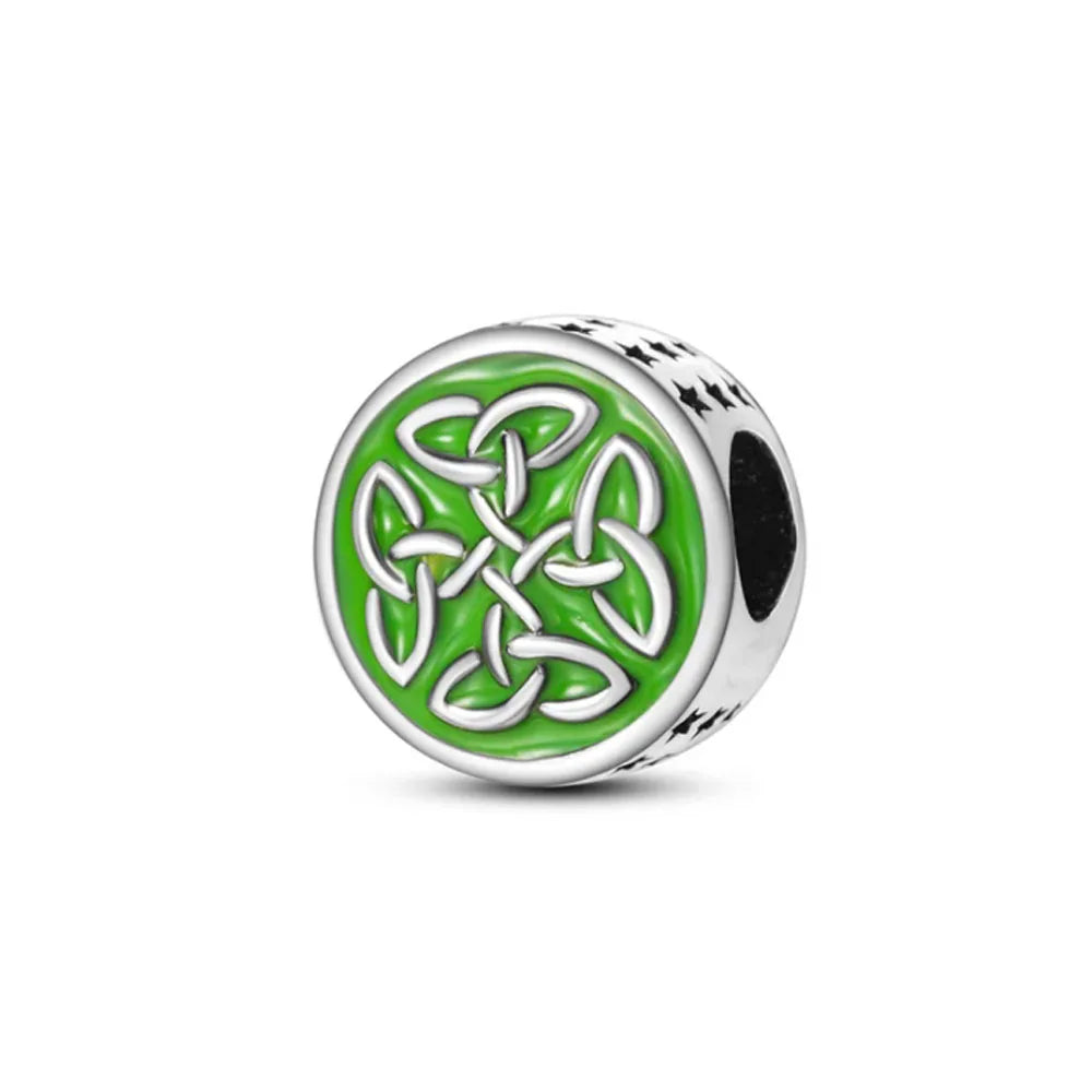 Hot New Summer green series Silver Clover Bead Maple Bird Charm Fit Original Women Bracelet DIY Fine Dangle Jewelry Amulet Gift