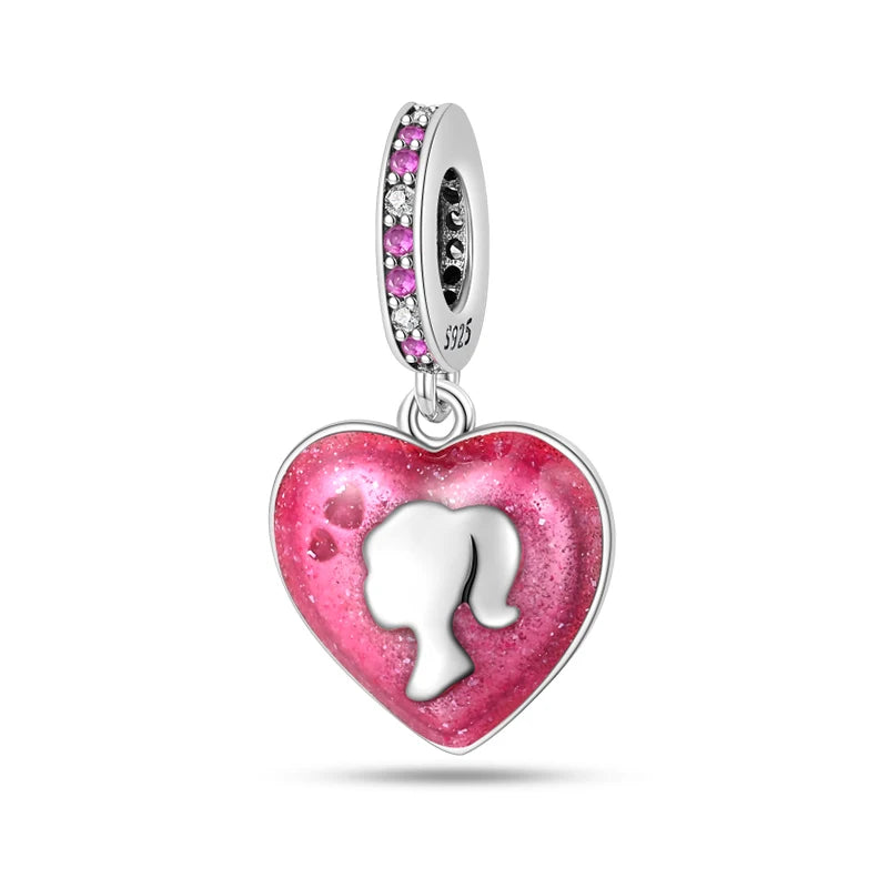 925 Silver Plated Magic Mirror Perfume Princess Angel Trunk Pink Charms Beads Fit Pandach 925 Original Bracelet Fine DIY Jewelry