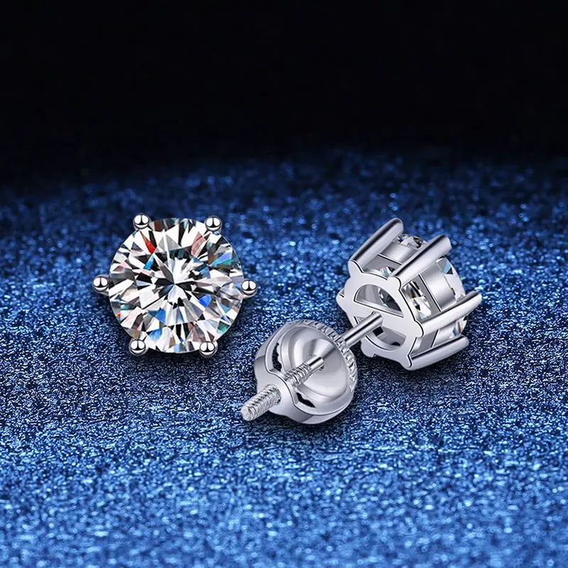 Serenity  0.5ct 1ct 2ct D Color Moissanite Screw Earrings For Women S925 Sterling Silver Plated 18K Stud Earrings Fine Jewelry