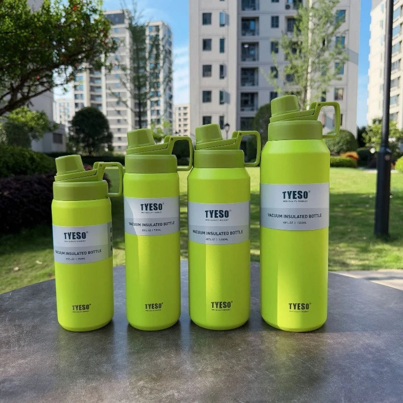 TYESO Insulated Water Bottle Stainless Steel Vacuum Flask for Outdoor Sports Gym Travel Hot/Cold Retention Leak-Proof Portable