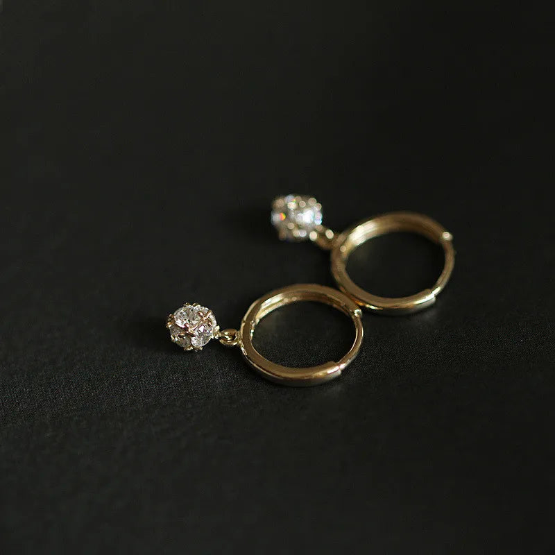 925 sterling silver Plating 14K Gold Sparkling Zircon Geometric Pendant Earrings for Women Simple Temperament Wedding Party Jewe