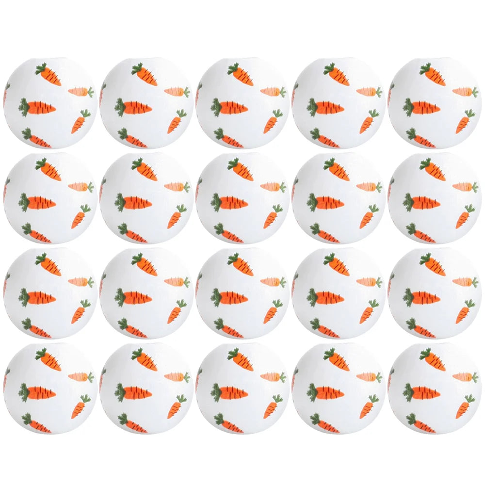 Lot de 50 perles rondes en bois à motif carotte, accessoires en bois, bricolage, bijoux, guirlandes, fournitures pour bracelets, mode