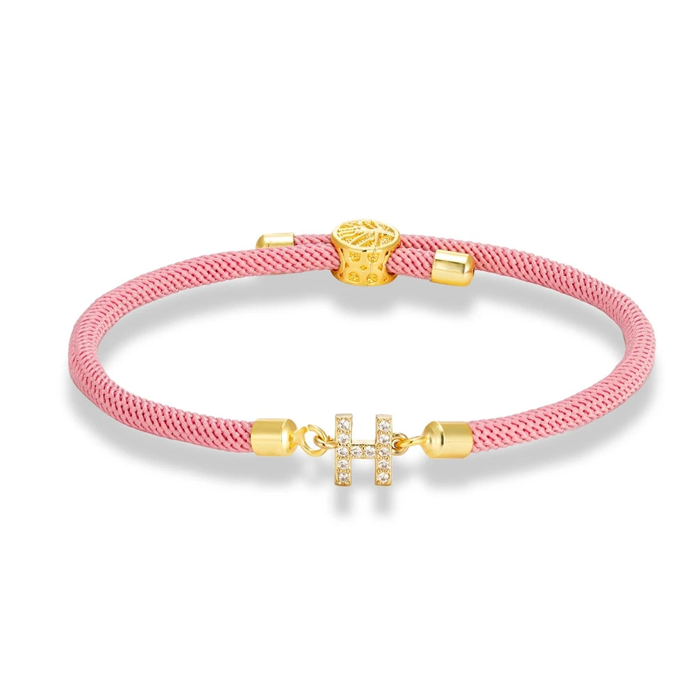 MKENDN Fashion Women Pave Zircon A-Z Initial Letter Bracelets Colorful Adjustable Charm Rope Bracelet For Women Jewelry Gift