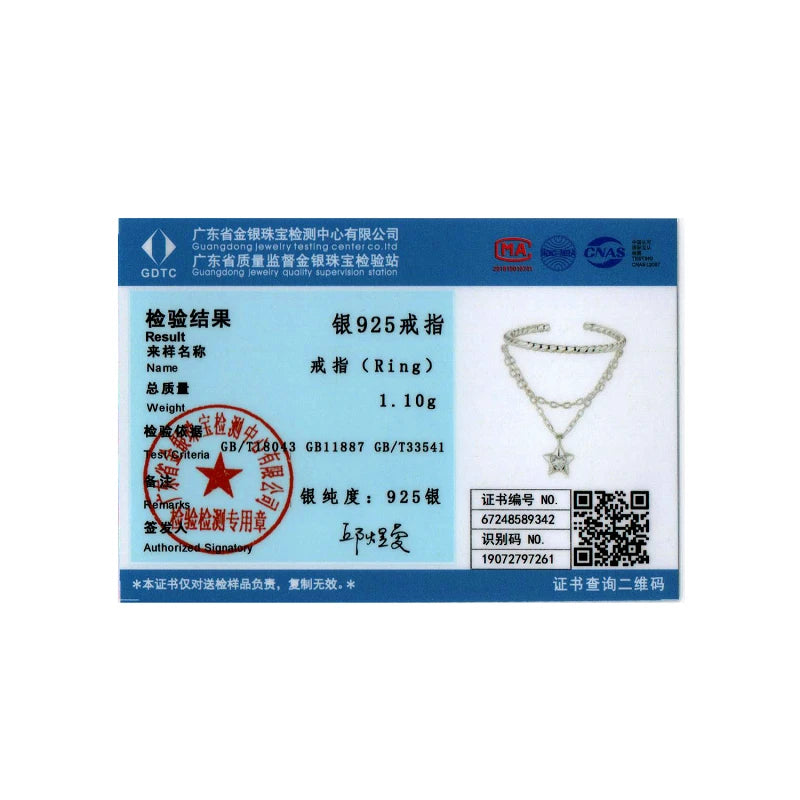 BISAER Bague ouverte en argent sterling 925 avec étoile dansante multicouche réglable plaquée or blanc pour femme